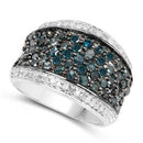 1.38 Carat Genuine Blue Diamond and White Diamond .925 Sterling Silver Ring-6