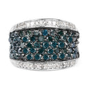 1.38 Carat Genuine Blue Diamond and White Diamond .925 Sterling Silver Ring-8