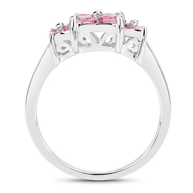 0.96 Carat Genuine Pink Sapphire  .925 Sterling Silver Ring - 0