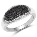 0.46 Carat Genuine Black Diamond and White Diamond .925 Sterling Silver Ring-4