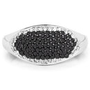 0.46 Carat Genuine Black Diamond and White Diamond .925 Sterling Silver Ring-6