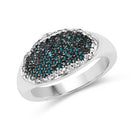 0.45 Carat Genuine Blue Diamond and White Diamond .925 Sterling Silver Ring-4