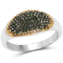0.45 Carat Genuine Green Diamond and Yellow Diamond .925 Sterling Silver Ring-4