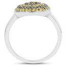 0.39 Carat Genuine Green Diamond and Yellow Diamond .925 Sterling Silver Ring-5