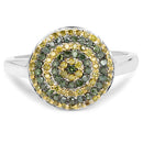 0.39 Carat Genuine Green Diamond and Yellow Diamond .925 Sterling Silver Ring-6