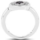 0.20 Carat Genuine Black Diamond and White Diamond .925 Sterling Silver Ring-5