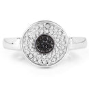 0.20 Carat Genuine Black Diamond and White Diamond .925 Sterling Silver Ring-6