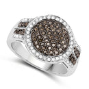0.44 Carat Genuine Champagne Diamond and White Diamond .925 Sterling Silver Ring-5