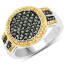 0.44 Carat Genuine Green Diamond and Yellow Diamond .925 Sterling Silver Ring-5