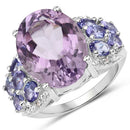 6.62 Carat Genuine Amethyst, Tanzanite and White Topaz .925 Sterling Silver Ring-4