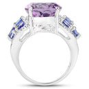 6.62 Carat Genuine Amethyst, Tanzanite and White Topaz .925 Sterling Silver Ring-5