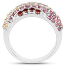 2.35 Carat Genuine Multi Stone .925 Sterling Silver Ring-5
