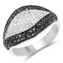 0.51 Carat Genuine Black Diamond & White Diamond .925 Sterling Silver Ring-1
