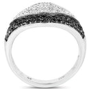 0.51 Carat Genuine Black Diamond & White Diamond .925 Sterling Silver Ring-2