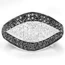0.51 Carat Genuine Black Diamond & White Diamond .925 Sterling Silver Ring-3