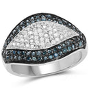 0.50 Carat Genuine Blue Diamond and White Diamond .925 Sterling Silver Ring-4