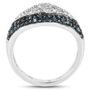 0.50 Carat Genuine Blue Diamond and White Diamond .925 Sterling Silver Ring-5