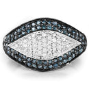 0.50 Carat Genuine Blue Diamond and White Diamond .925 Sterling Silver Ring-6