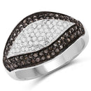 0.50 Carat Genuine Champagne Diamond and White Diamond .925 Sterling Silver Ring-4