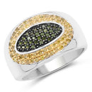 0.38 Carat Genuine Green Diamond and Yellow Diamond .925 Sterling Silver Ring-4