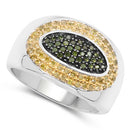 0.38 Carat Genuine Green Diamond and Yellow Diamond .925 Sterling Silver Ring-5