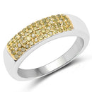 0.22 Carat Genuine Yellow Diamond .925 Sterling Silver Ring-4