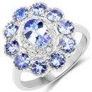 1.77 Carat Genuine Tanzanite and White Topaz .925 Sterling Silver Ring-4
