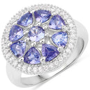 2.26 Carat Genuine Tanzanite and White Topaz .925 Sterling Silver Ring-2