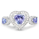 1.09 Carat Genuine Tanzanite and White Diamond .925 Sterling Silver Ring-6