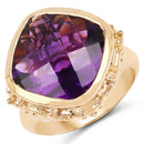 14K Yellow Gold Plated 8.40 Carat Genuine Amethyst .925 Sterling Silver Ring-5