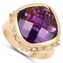 14K Yellow Gold Plated 8.40 Carat Genuine Amethyst .925 Sterling Silver Ring-6