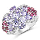 2.91 Carat Genuine Tanzanite and Rhodolite .925 Sterling Silver Ring-4