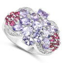 2.91 Carat Genuine Tanzanite and Rhodolite .925 Sterling Silver Ring-5