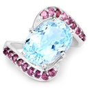 8.40 Carat Genuine Blue Topaz and Rhodolite .925 Sterling Silver Ring-6