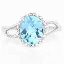 3.29 Carat Genuine Swiss Blue Topaz and White Diamond 10K White Gold Ring-6