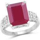 7.26 Carat Glass Filled Ruby and White Topaz .925 Sterling Silver Ring-4
