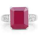 7.26 Carat Glass Filled Ruby and White Topaz .925 Sterling Silver Ring-6