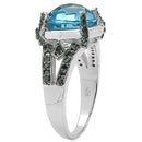 5.43 Carat Genuine Swiss Blue Topaz & Blue Diamond .925 Sterling Silver Ring-5