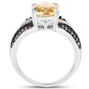 2.79 Carat Genuine Citrine, Champagne Diamond & White Diamond .925 Sterling Silver Ring-5