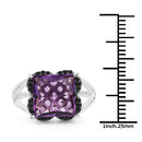 4.58 Carat Genuine Amethyst & Black Diamond .925 Sterling Silver Ring-7