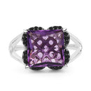 4.58 Carat Genuine Amethyst & Black Diamond .925 Sterling Silver Ring-8
