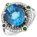 5.84 Carat Genuine Multi Stones .925 Sterling Silver Ring-4