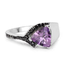 1.55 Carat Genuine Amethyst and Black Diamond .925 Sterling Silver Ring-8