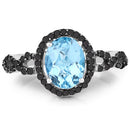 2.92 Carat Genuine Blue Topaz, Black Diamond & White Diamond .925 Sterling Silver Ring-6