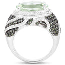 5.98 Carat Genuine Green Amethyst & Green Diamond .925 Sterling Silver Ring-5