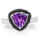1.56 Carat Genuine Amethyst and Black Diamond .925 Sterling Silver Ring-6