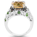 4.13 Carat Genuine Citrine, Chrome Diopside & Champagne Diamond .925 Sterling Silver Ring-5