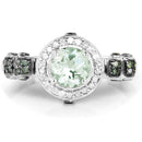 1.07 Carat Genuine Green Amethyst, Green Diamond and White Diamond .925 Sterling Silver Ring-6
