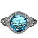 4.96 Carat Genuine Blue Topaz, Blue Diamond & White Diamond .925 Sterling Silver Ring-6