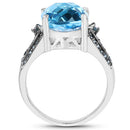 5.51 Carat Genuine Baby Swiss Blue Topaz and Blue Diamond .925 Sterling Silver Ring-5